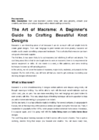 The Art of Macrame A Beginner Guide